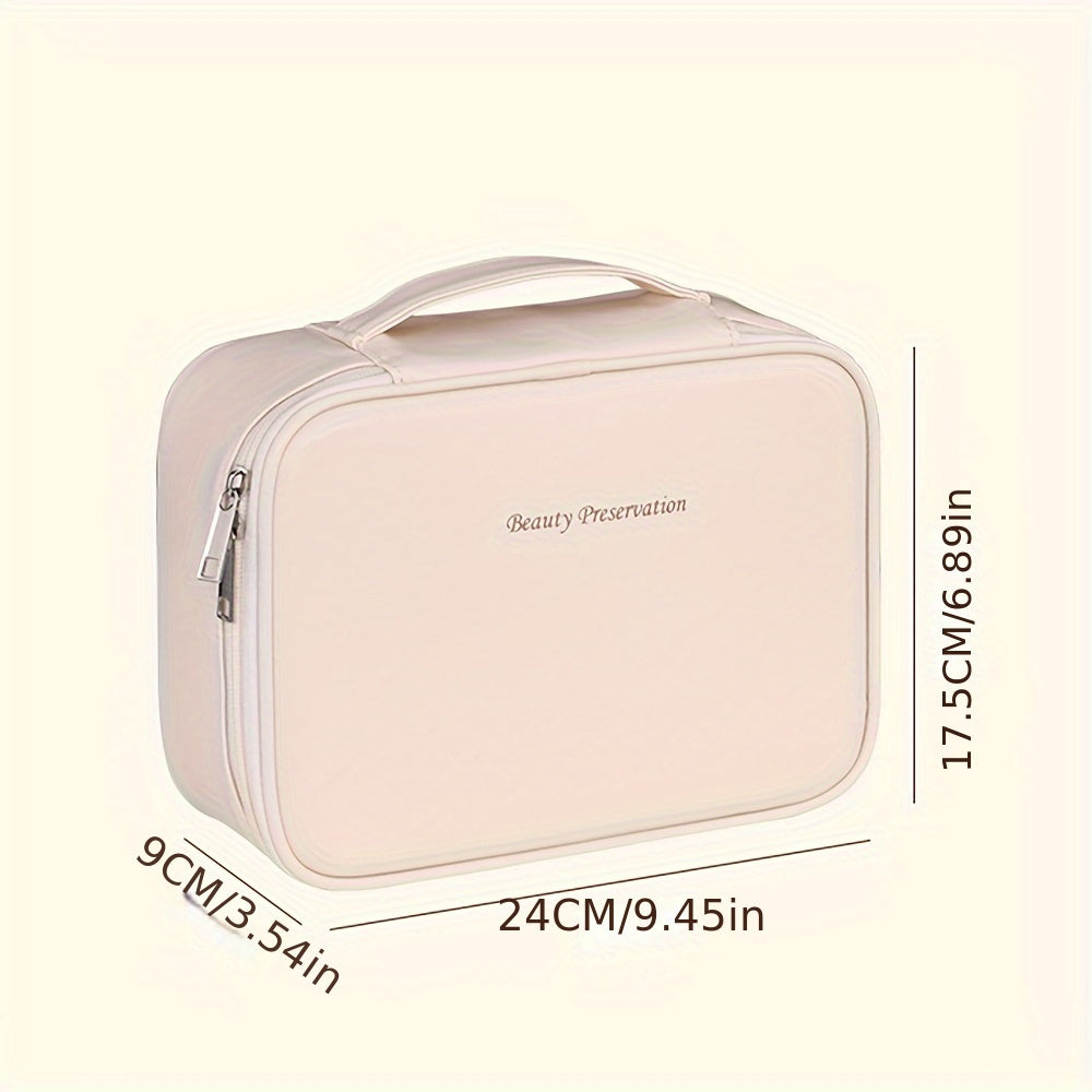 Bolsa de Maquiagem Portátil Grande com Suporte para Pincéis
