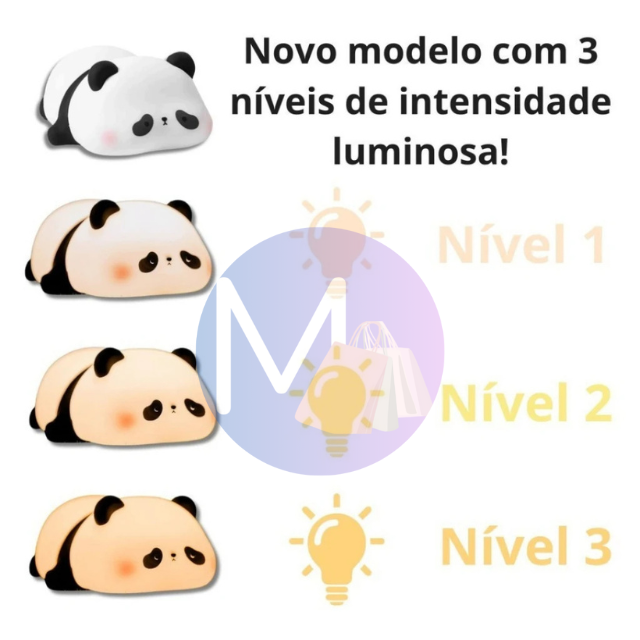Luminária Noturna de Panda - Animais Fofos de Silicone