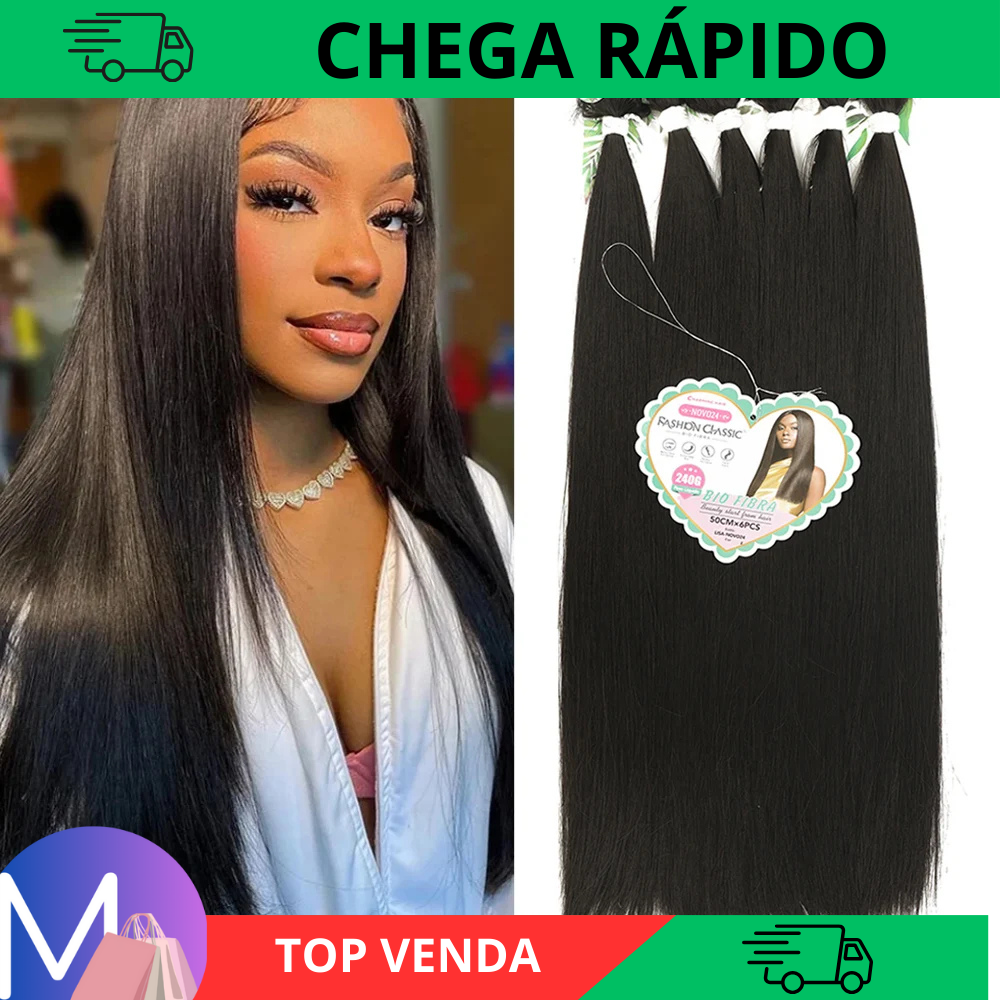 Extensões de Cabelo Orgânico Liso Feminino - Alta Qualidade, 240g, 50cm