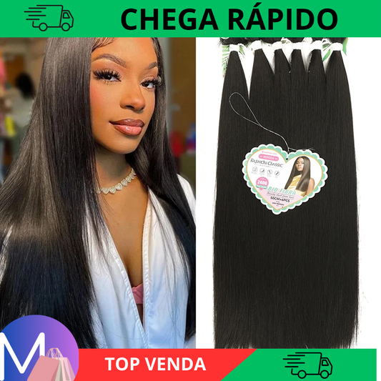 Extensões de Cabelo Orgânico Liso Feminino - Alta Qualidade, 240g, 50cm