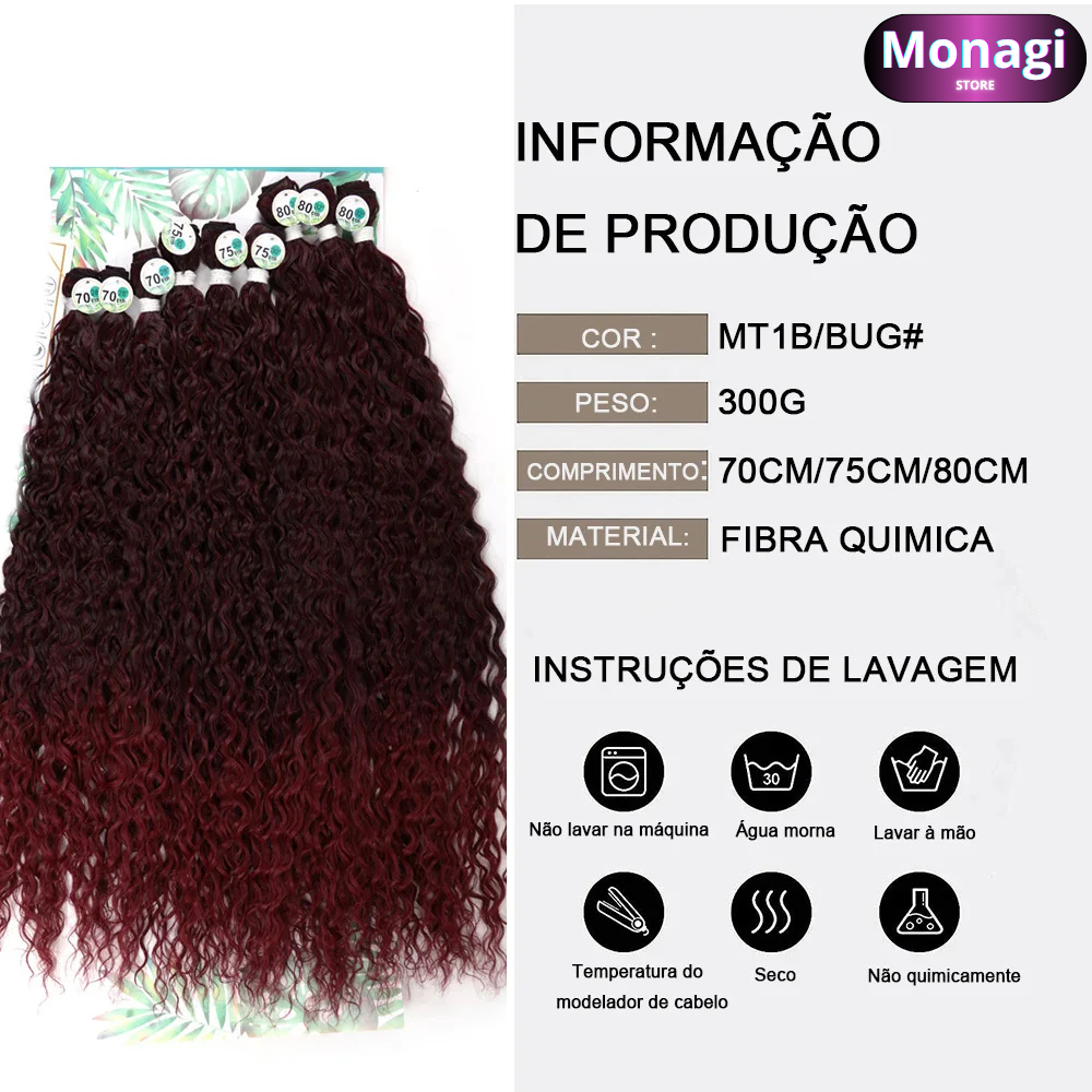 Extensões Cabelo Bio Fibra Orgânica 300g 9 Peças - Alta Qualidade, Natural e Durável