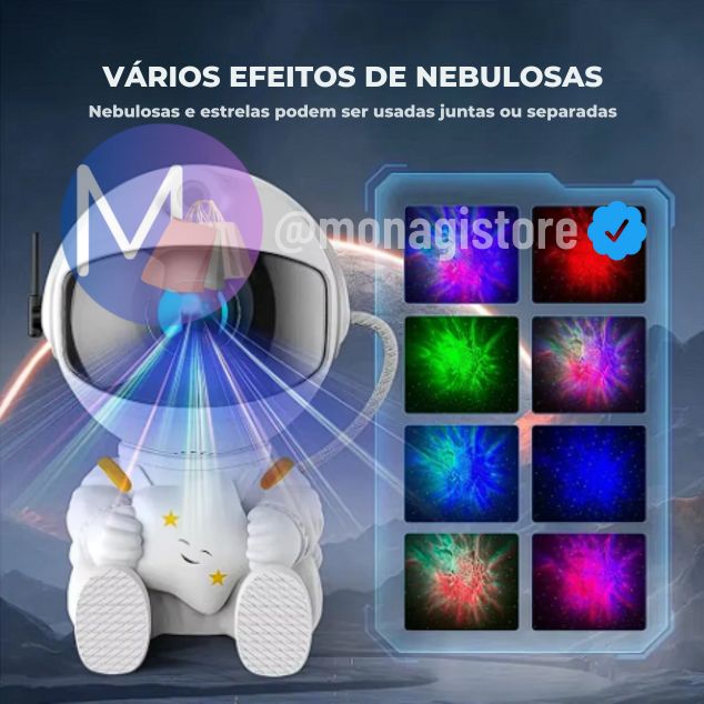 Luminária Astronauta Decorativa - Efeito Galáxia Viral