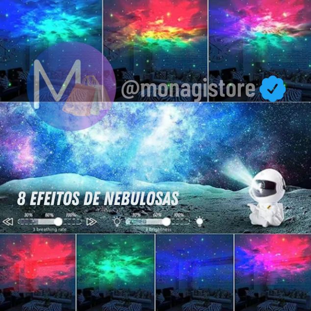 Luminária Astronauta Decorativa - Efeito Galáxia Viral
