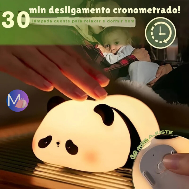 Luminária Noturna de Panda - Animais Fofos de Silicone