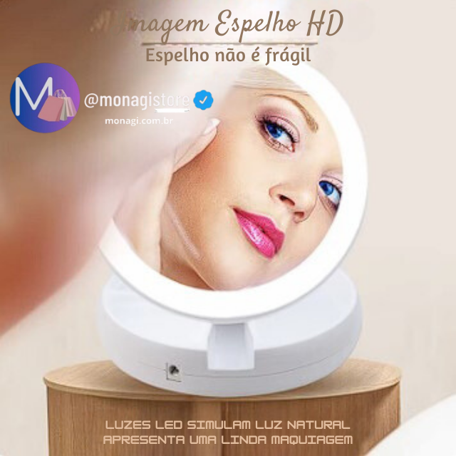 Espelho de Mesa com LED Moderno