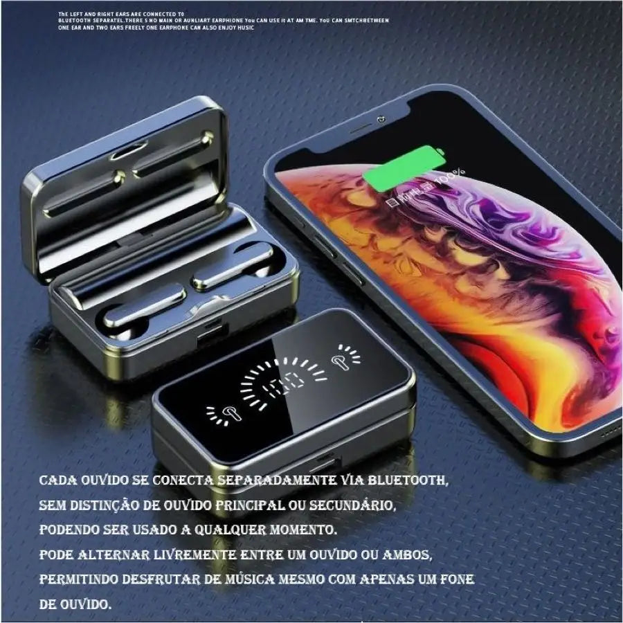 Fones Bluetooth S20 TWS com LED