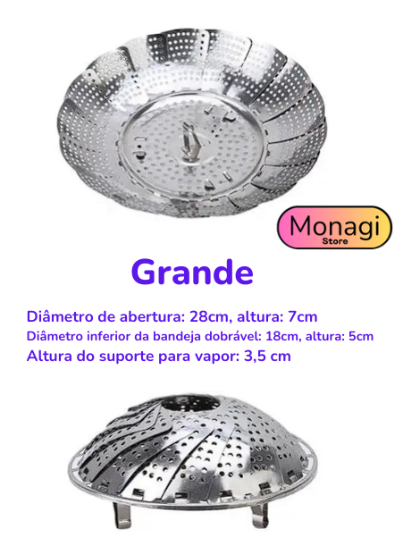 Cesta de Cozinha Inoxidável Dobrável 3 em 1