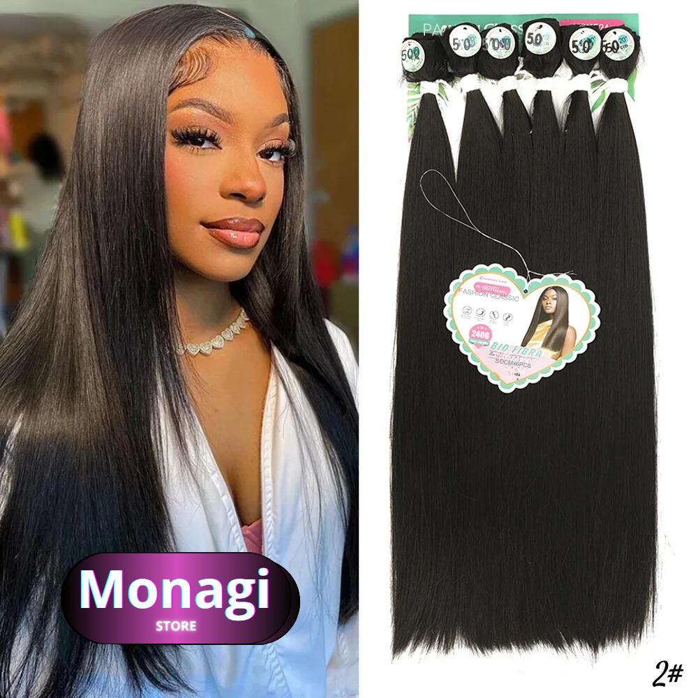 Extensões de Cabelo Orgânico Liso Feminino - Alta Qualidade, 240g, 50cm