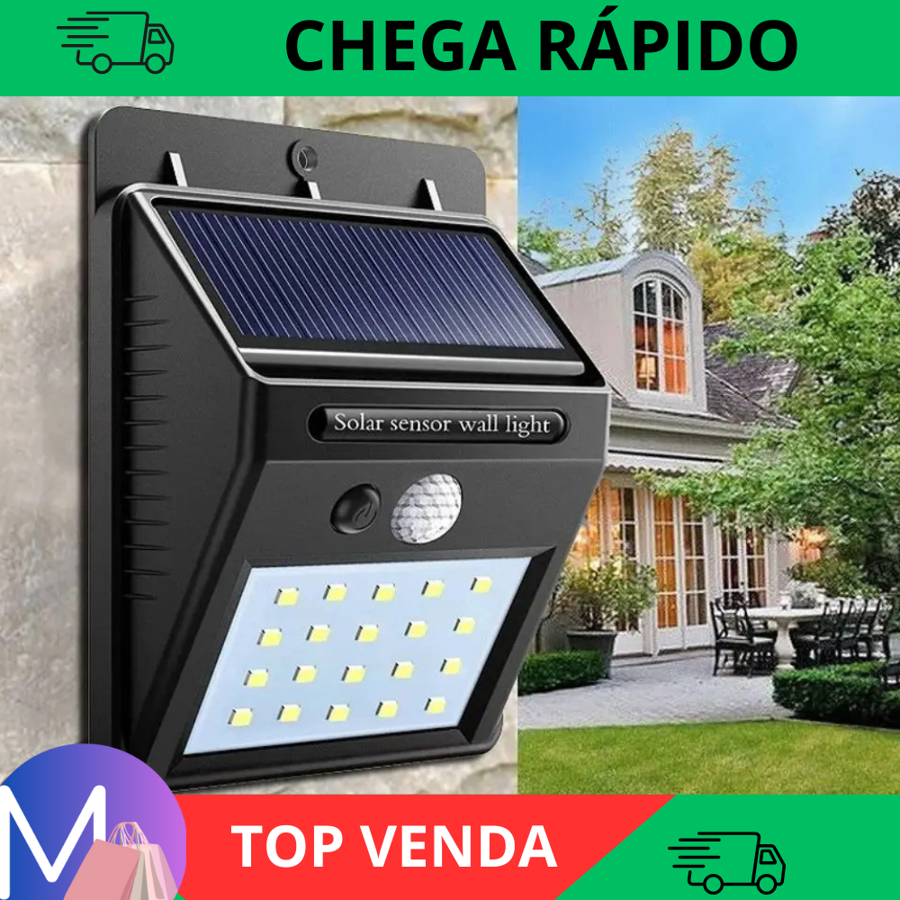 Refletor Solar 20LED com Sensor Inteligente: Perfeito para Entrada e Jardim