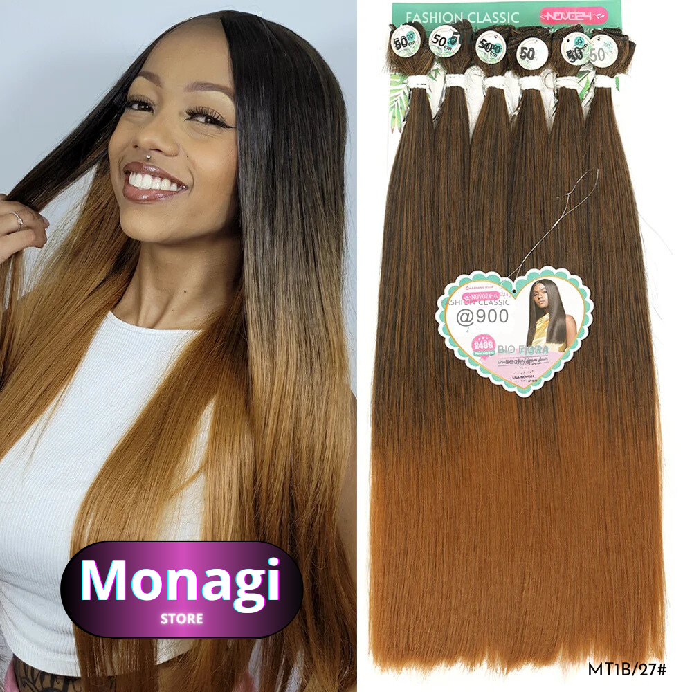 Extensões de Cabelo Orgânico Liso Feminino - Alta Qualidade, 240g, 50cm