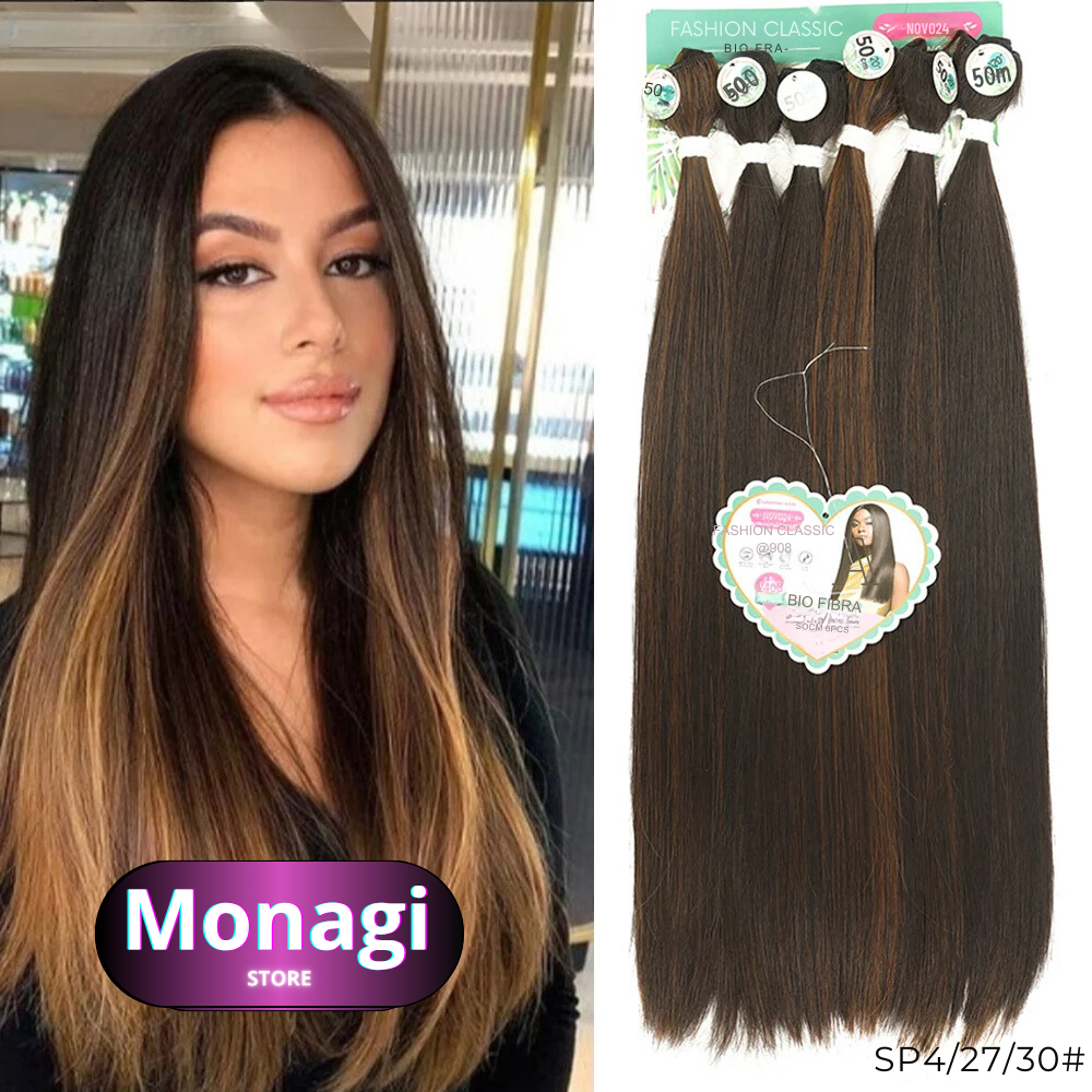 Extensões de Cabelo Orgânico Liso Feminino - Alta Qualidade, 240g, 50cm