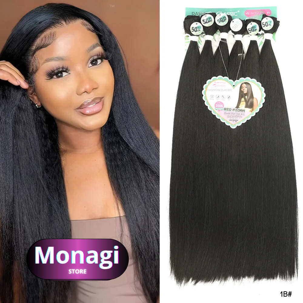 Extensões de Cabelo Orgânico Liso Feminino - Alta Qualidade, 240g, 50cm