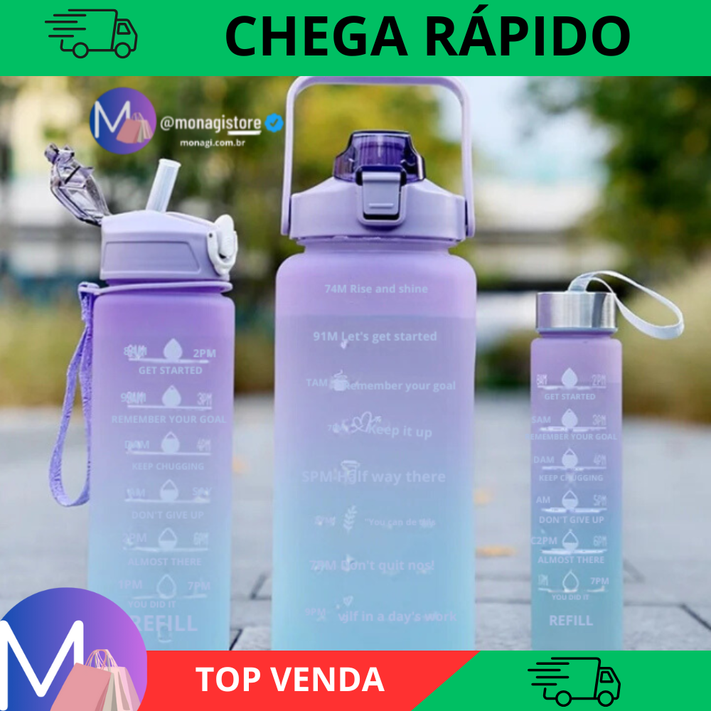 Kit 3 Garrafas com Frases Inspiradoras e Adesivos