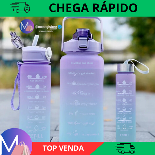 Kit 3 Garrafas com Frases Inspiradoras e Adesivos