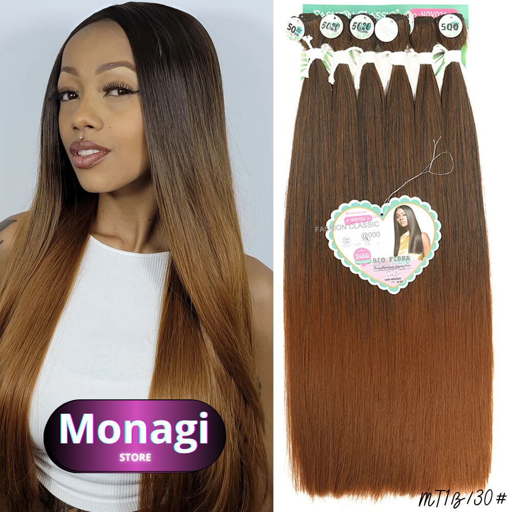 Extensões de Cabelo Orgânico Liso Feminino - Alta Qualidade, 240g, 50cm