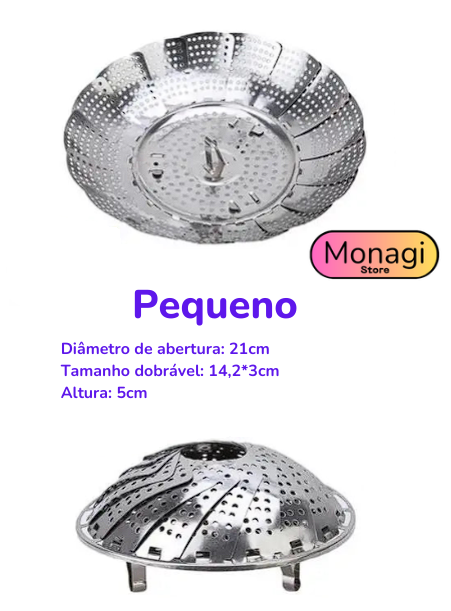 Cesta de Cozinha Inoxidável Dobrável 3 em 1