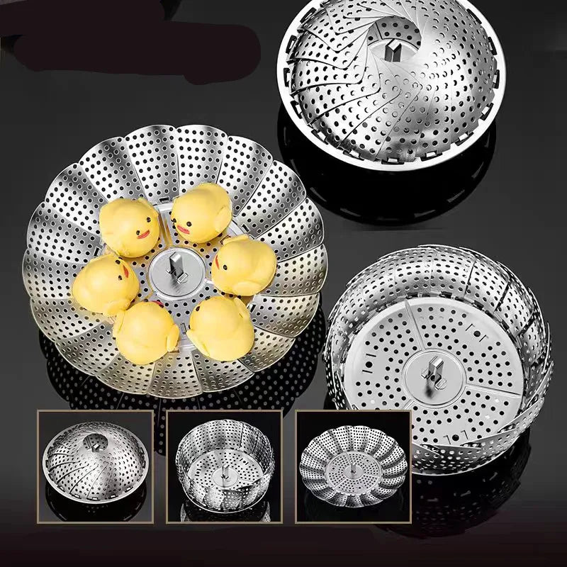 Cesta de Cozinha Inoxidável Dobrável 3 em 1