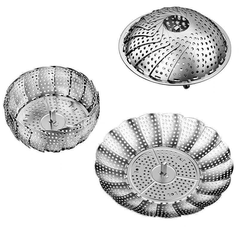 Cesta de Cozinha Inoxidável Dobrável 3 em 1