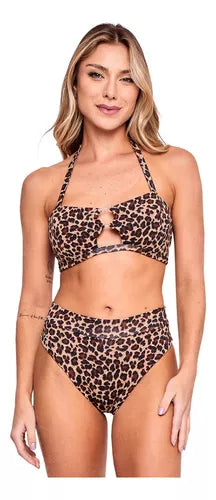 Biquíni com Amarração e Argola Hot Paint – Cintura Alta para um Visual Praia que Transforma!