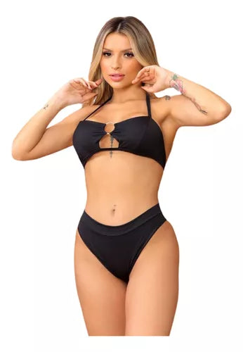 Biquíni com Amarração e Argola Hot Paint – Cintura Alta para um Visual Praia que Transforma!